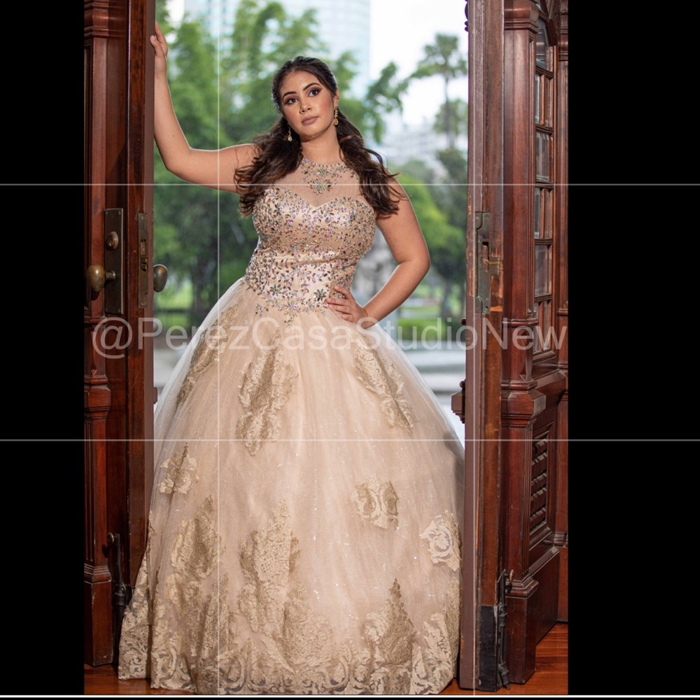 Gold and beige gown dress size 12/ Large